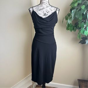 Elie Tahari Spaghetti Strap Midi Slinky Slip Dress Black Sz S